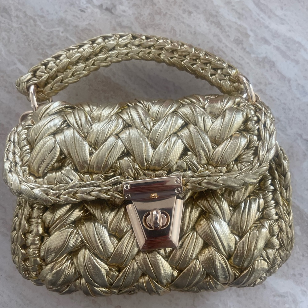Mini gold metallic handbag